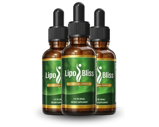 LipoBliss GLP Natural Formula drops three-bottle package